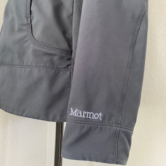 MARMOT Black Full Zip Hooded SoftShell Windbreaker Jacket Coat Large - Picture 8 of 10